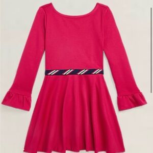 Ralph Lauren Girls Striped-Trim Ponte Dress Size 6X